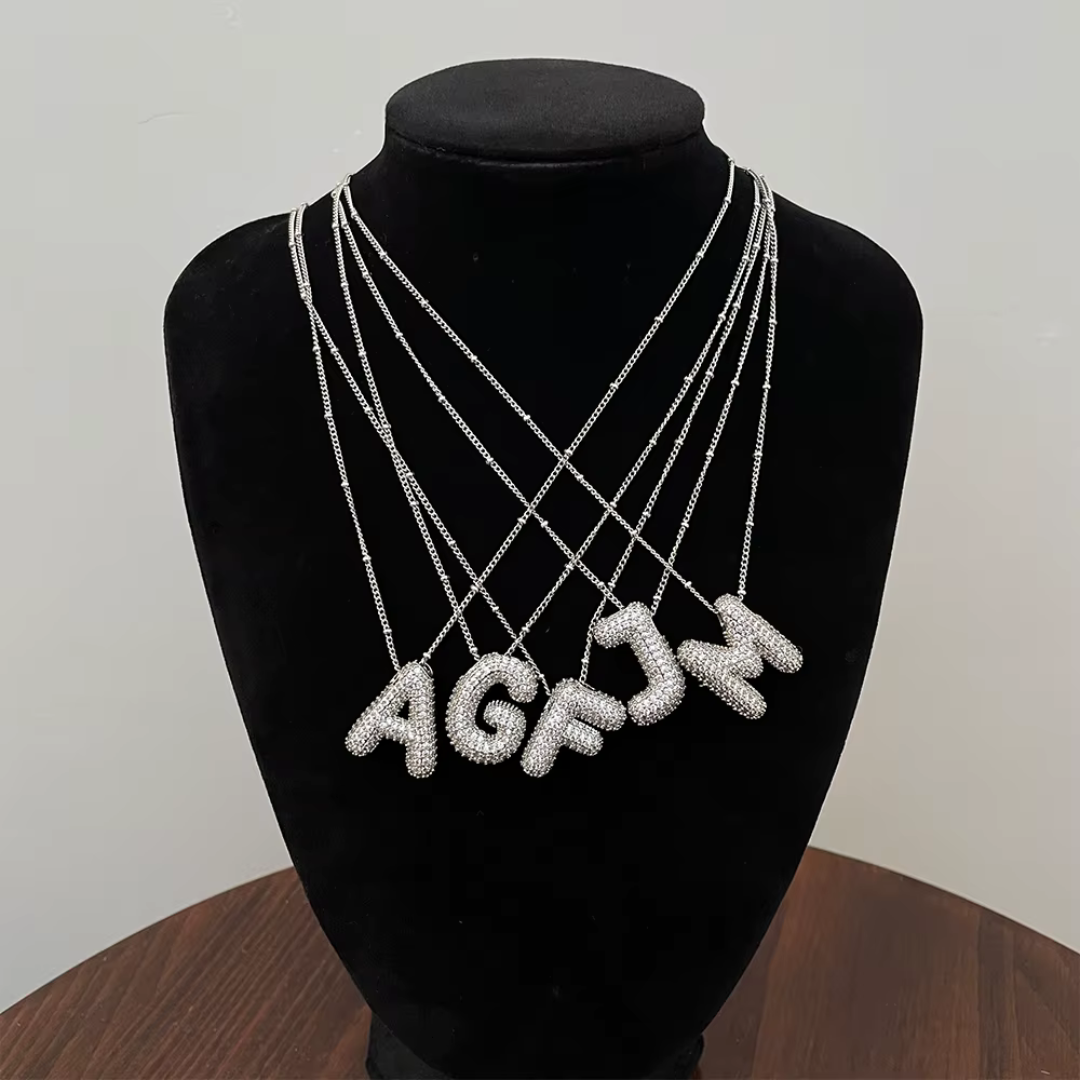 BUBBLE LETTER NECKLACE SILVER